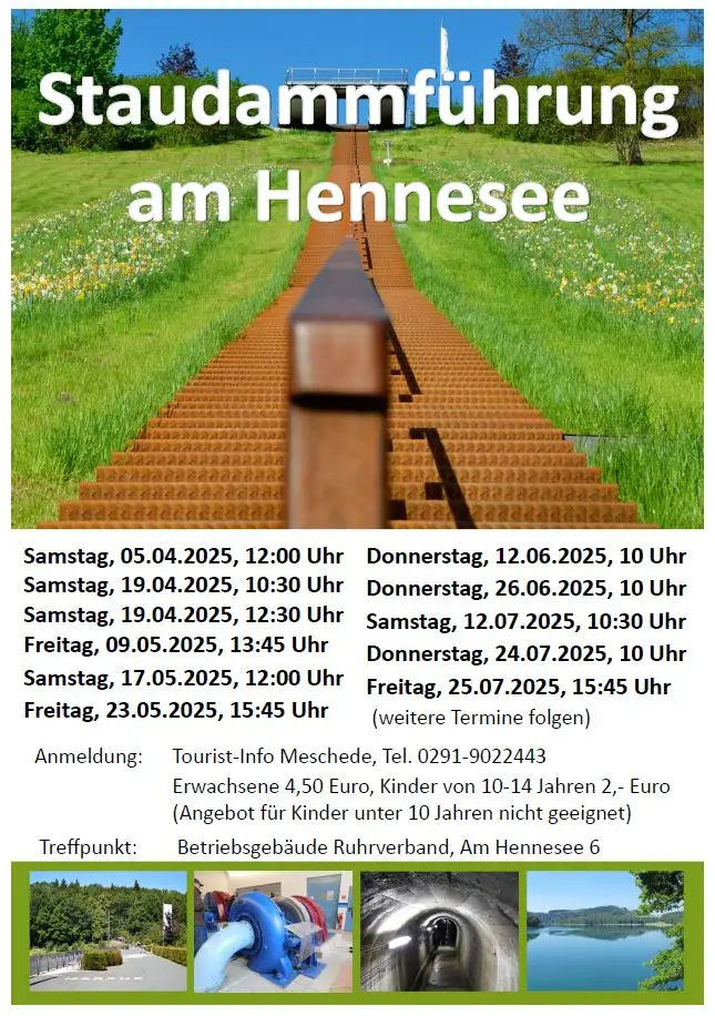 Plakat mit den Terminen der Staudammführungen am Hennesee
